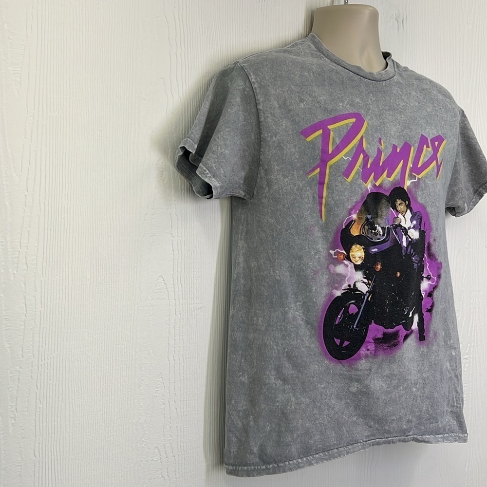 The Prince Estate - Prince Motorcycle Graphic Grey& White Tie Dye Shirt SZ M - Picture 4 of 8